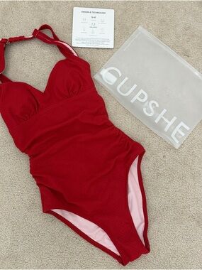 Cupshe Women’s Red One-Piece Swimsuit with Supportive Fit